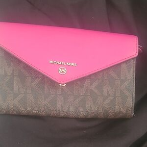 Michael Kors Fuchsia and Monogram Clutch